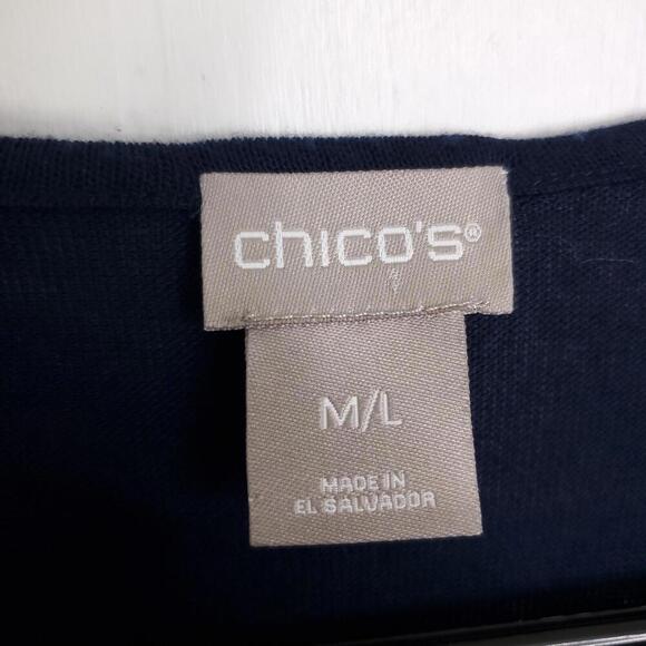 Chicos Top Womens Size M L Shawl Vest Office Stretchy Navy Knit Kimono Soft - Picture 7 of 9